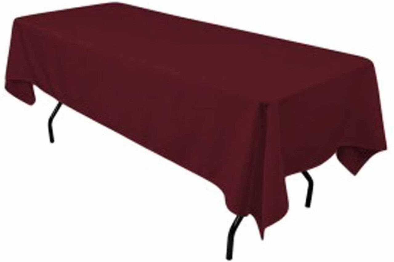 Rectangular Burgundy Polyester Tablecloth 60×144 Inch Stylish Decor for Weddings, Parties & Banquets
